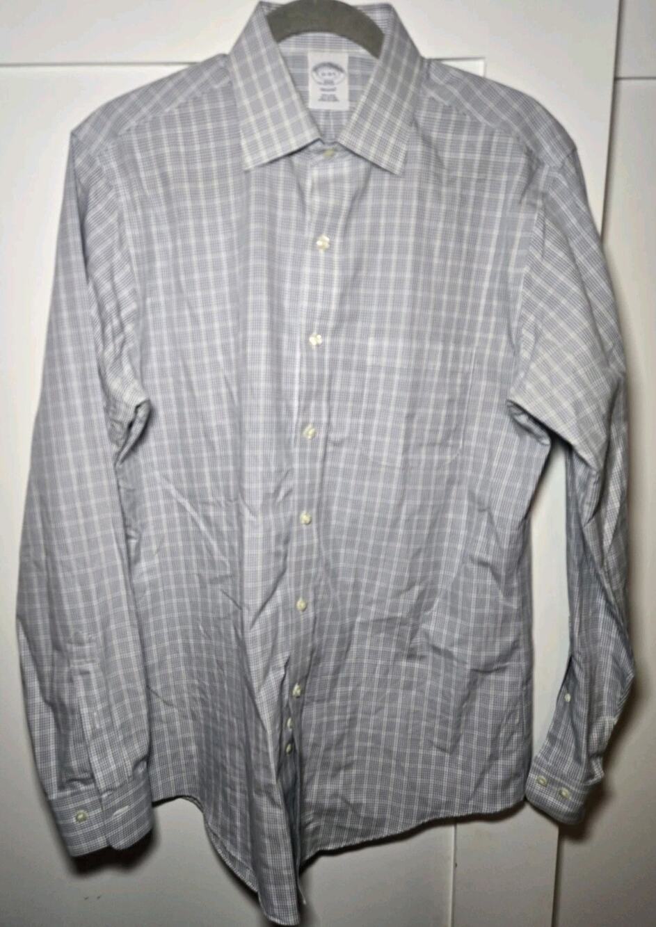 Brooks Brothers Regent 1818 Mens Blue Plaid Button Front Dress Shirt Size 15-4/5